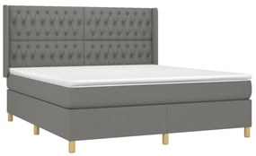 Letto a molle materasso e led grigio scuro 180x200cm in tessuto