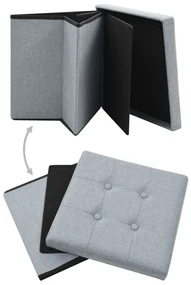 Pouf pieghevole con contenitore grigio chiaro in simil lino