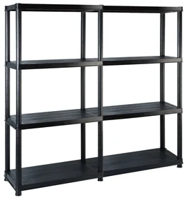 Scaffale A 4 Ripiani Nero 122x30,5x130 Cm İn Plastica /
