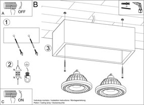Lampada da soffitto QUATRO 2 in Cemento 2 basi AR111 - Grigia