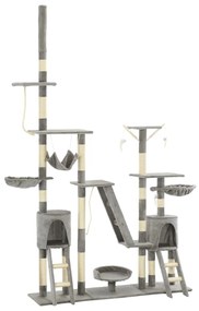 Albero per Gatti con Tiragraffi in Sisal 230-250 cm Grigio