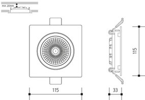 Lampada LED da incasso LED/18W/230V 3000K 11,5x11,5 cm nero