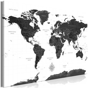 Quadro Black and White Map (1 Part) Wide  Colore bianco e nero, Dimensioni e Misure 120x80