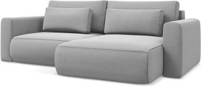 Divano angolare grigio chiaro allungabile/con contenitore (con penisola a destra/con chaise lounge) con rivestimento in velluto Kapua – Makamii