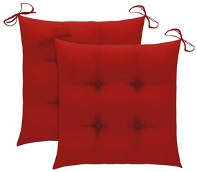 Sedia a dondolo con cuscino rosso in massello di teak