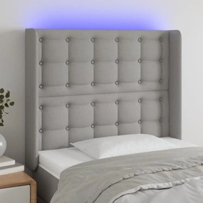 Testiera A Led Grigio Chiaro 83x16x118/128 Cm İn Tessuto /