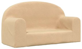 Divano per bambini a 2 posti crema in morbido peluche