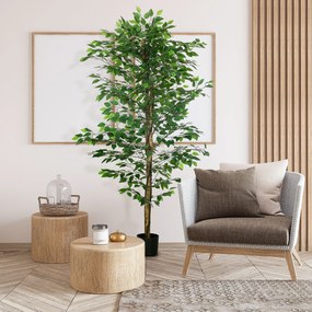 Pianta Artificiale di Ficus con Vaso per Interni ed Esterni 180 cm Verde...