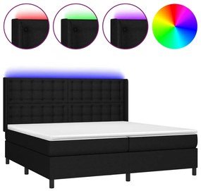 Letto a molle materasso e led nero 200x200cm in tessuto