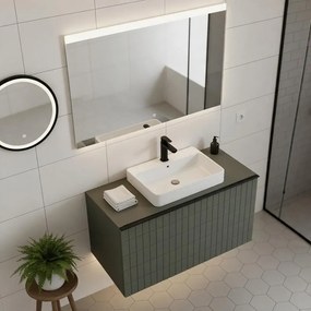 Mobile da bagno sospeso sotto lavabo Pixel grid 1 cassetto L 80 x H 40 x P 45.5 cm grigio laccato carbone opaco, con maniglia alluminio nero opaco