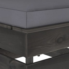 Ottomana modulare con cuscino grigio in legno impregnato