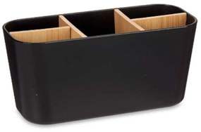 Portaspazzolini da Denti Nero Bambù polipropilene 21 x 10 x 9 cm (6 Unità)
