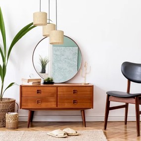 Lampadario a sospensione con filo RATTAN 3xE27/60W/230V rattan