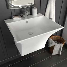 Lavabo A Parete İn Ceramica Bianco 500x450x410 Mm /