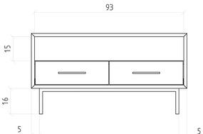 Tavolo TV in legno di quercia di colore naturale 90x50 cm Abies - The Beds