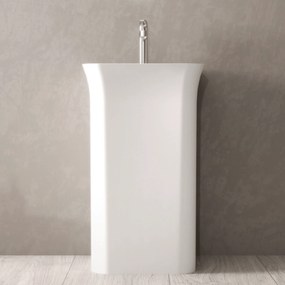 Lavabo Freestanding Con Scarico a Parete 50x40 Cm Lullaby "Baker" Bianco Lucido