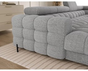 Divano angolare grigio allungabile (con penisola a destra/a U) con rivestimento in bouclé Feraria – ELTAP