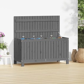 Contenitore Da Giardino Grigio 115x49x60 Cm Legno Massello Pino /