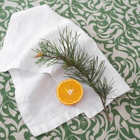 Runner in lino 40x200 cm Evergreen Damask – Linen Tales