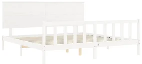 Giroletto con testiera bianco 200x200 cm in legno massello