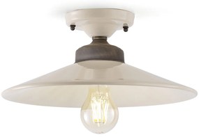 Plafoniera Vintage Colors Ferro E Ceramica Crema 1 Luce E27