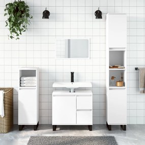 Set Mobili Da Bagno 3 Pz Bianco İn Legno Multistrato /
