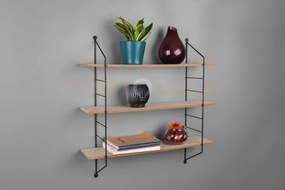 Clara mensola a muro porta oggetti metallo nero con 3 ripiani in le...