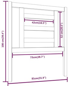 Testiera per letto nera 81x4x100 cm in legno massello di pino