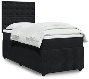 Giroletto A Molle Con Materasso Nero 90x200 Cm İn Velluto /
