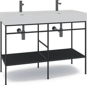 Mobile bagno da terra con lavabo L 120 x H 89 x P 45.5 cm nero per doppia vasca Outline