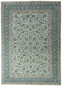 Kashan Tappeto 300 x 420 Verde (Iran) Annodato A Mano