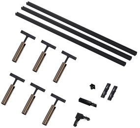 Sistema di illuminazione a binario moderno con 6 faretti bronzo scuro monofase - Slimline Uzzy