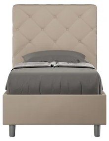 Letto singolo con rete imbottito 80x200 similpelle tortora Priya