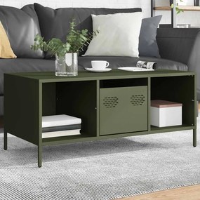 Tavolino Verde Oliva 101,5x50x43,5 Cm Acciaio Laminato A Freddo /