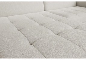 Divano angolare color crema allungabile/con contenitore (con penisola a sinistra/con chaise lounge) e rivestimento in bouclé Gomsi – ELTAP