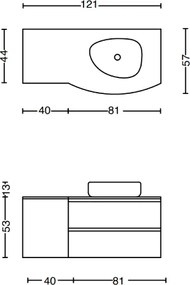 Mobile bagno sospeso 120 cm ZORA Tortora Opaco con top e lavabo d'appoggio