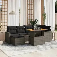 Set Divani da Giardino 7 pz con Cuscini Grigio in Polyrattan 3275594