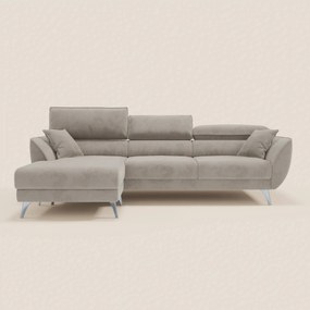 Michelangelo Divano Angolare con Penisola e Sedute Estensibili - Poggiatesta reclinabili in raffinato tessuto smacchiabile effetto vellutino T30