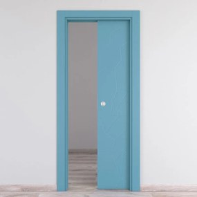 Porta scorrevole The Thing blu L 80 x H 210 cm reversibile