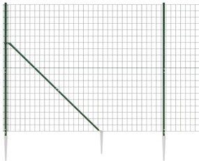 Recinzione Metallica con Picchetti Ancoraggio Verde 1,4x10 m