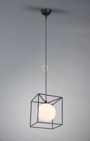 Sospensione 1 sfera vetro gabbia struttura metallo r30401032 nero e...