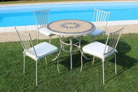 VENTUS - tavolo da giardino in ferro con piano in mosaico Ø 90