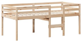 Letto a soppalco con tetto 75x190 cm in legno massello di pino