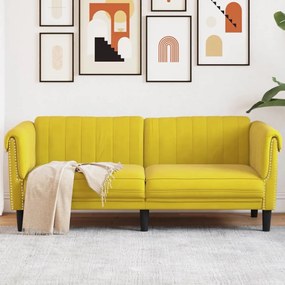 Divano A 2 Posti Giallo İn Velluto /
