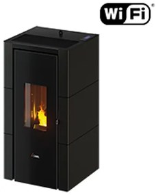 Stufa a pellet ad aria Cadel Cristal 7.0 kW Air con ventilazione e WiFi antracite