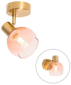 Faretto Art Déco oro con vetro rosa - VIDRO