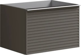 Mobile da bagno sospeso sotto lavabo Pixel stripes 2 cassetti L 60 x H 40 x P 45.5 cm grigio laccato opaco, con maniglia alluminio brillante