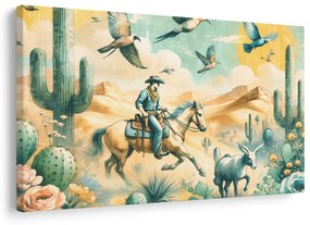 Quadro su tela – Cowboy nel paesaggio desertico