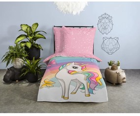 Set copripiumino e federa da bambini rosa in cotone per letto singolo 140x200 cm Dash – Good Morning