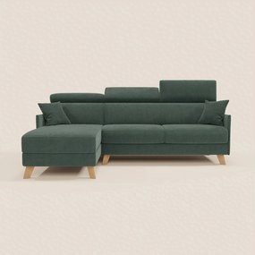 Sole Divano letto matrimoniale angolare con penisola contenitore e poggiatesta reclinabili - tessuto smacchiabile T23